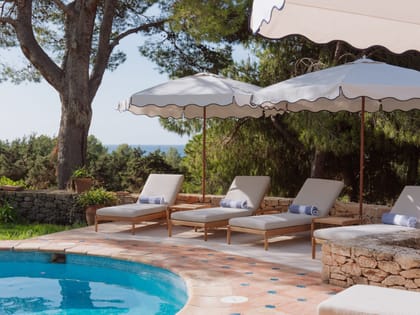 Can Livina Pool Area Sunbeds View